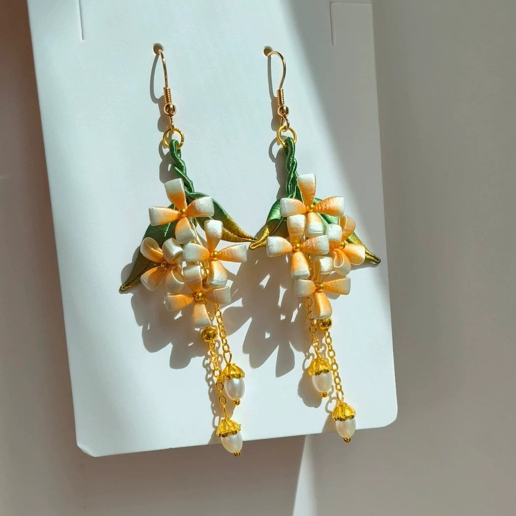 Handcrafted Chanhua Little Flower Earrings - 925 Silver Hooks