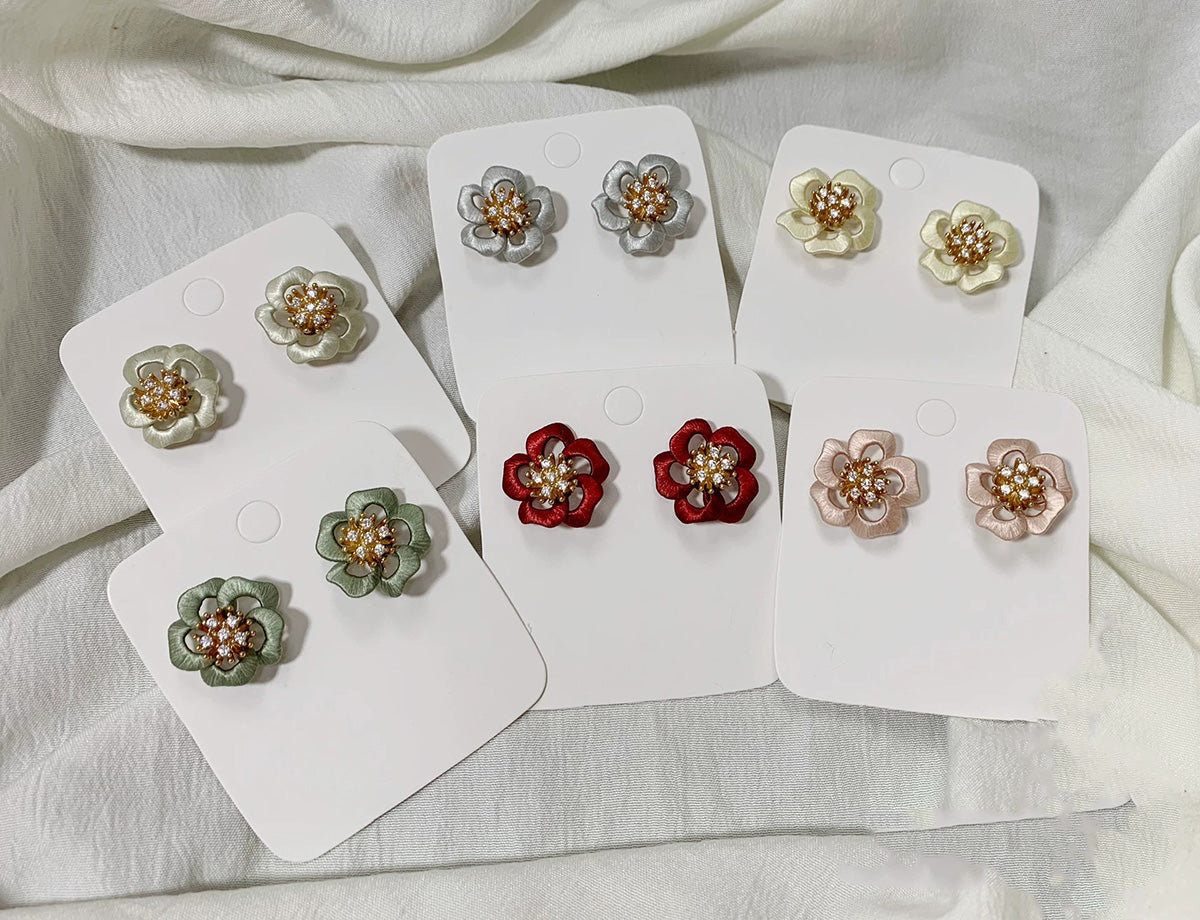 Handcrafted Chanhua Floral Earrings - S925 Silver Hooks
