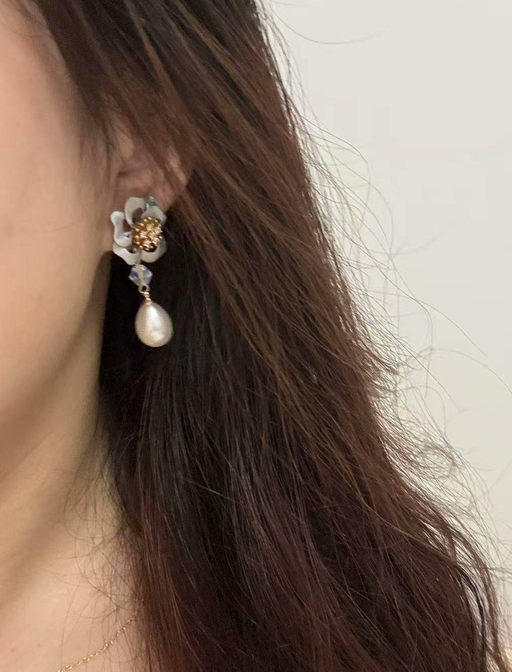 Handcrafted Chanhua Floral Earrings - S925 Silver Hooks