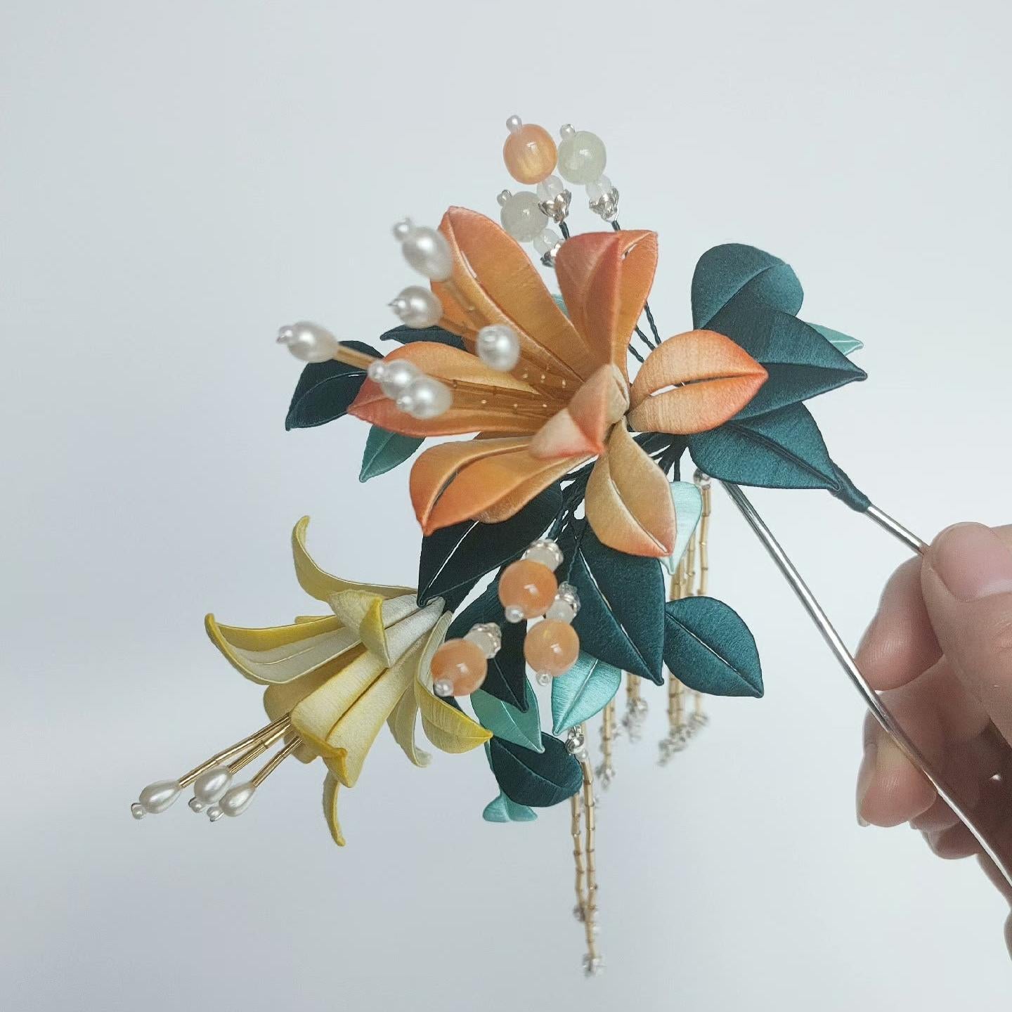 Two Colors Flower Bespoke Hairpin - Silk Hairpin(Chanhua)