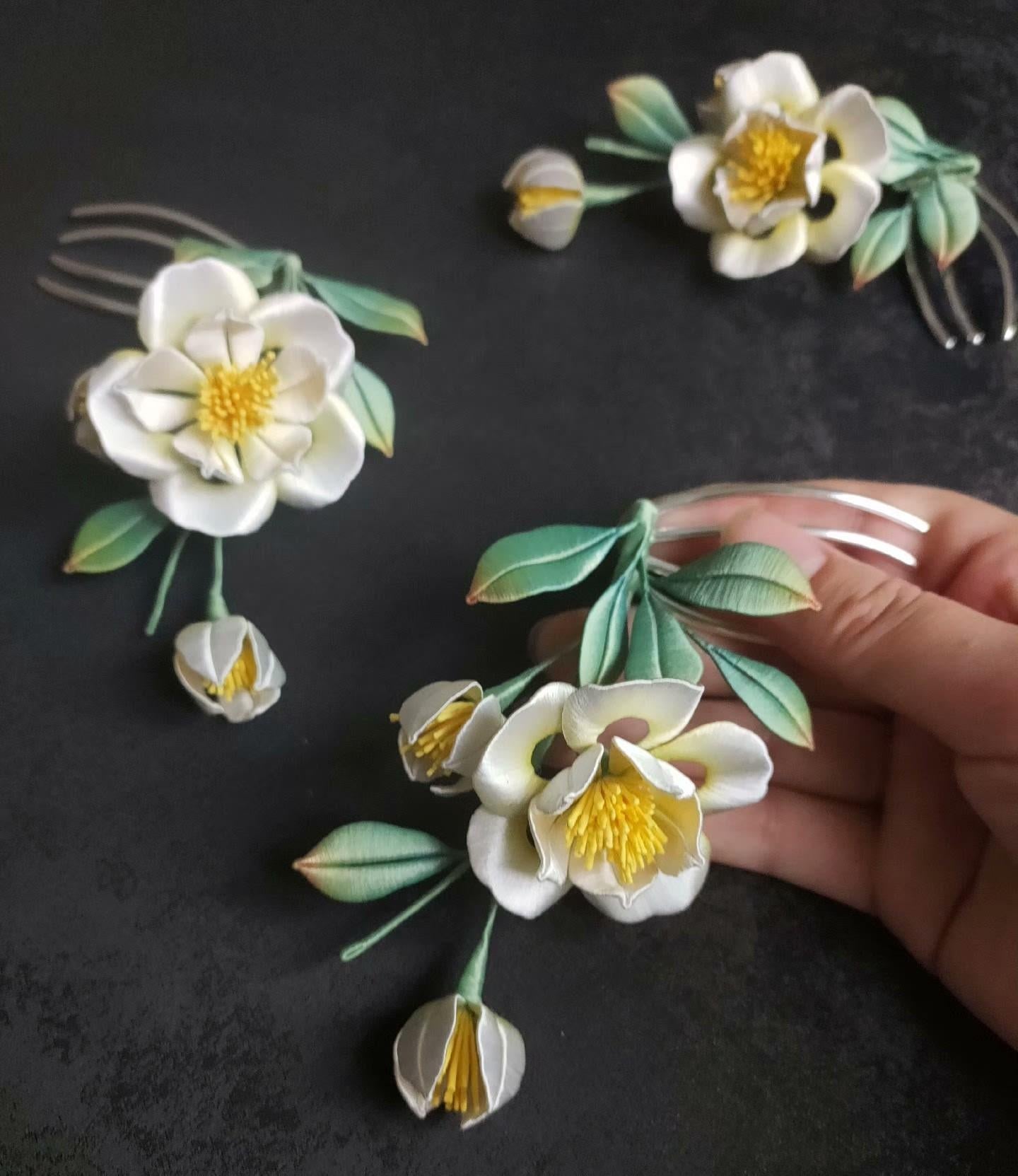 Camellia Bespoke Hairpin - Silk Hairpin(Chanhua)
