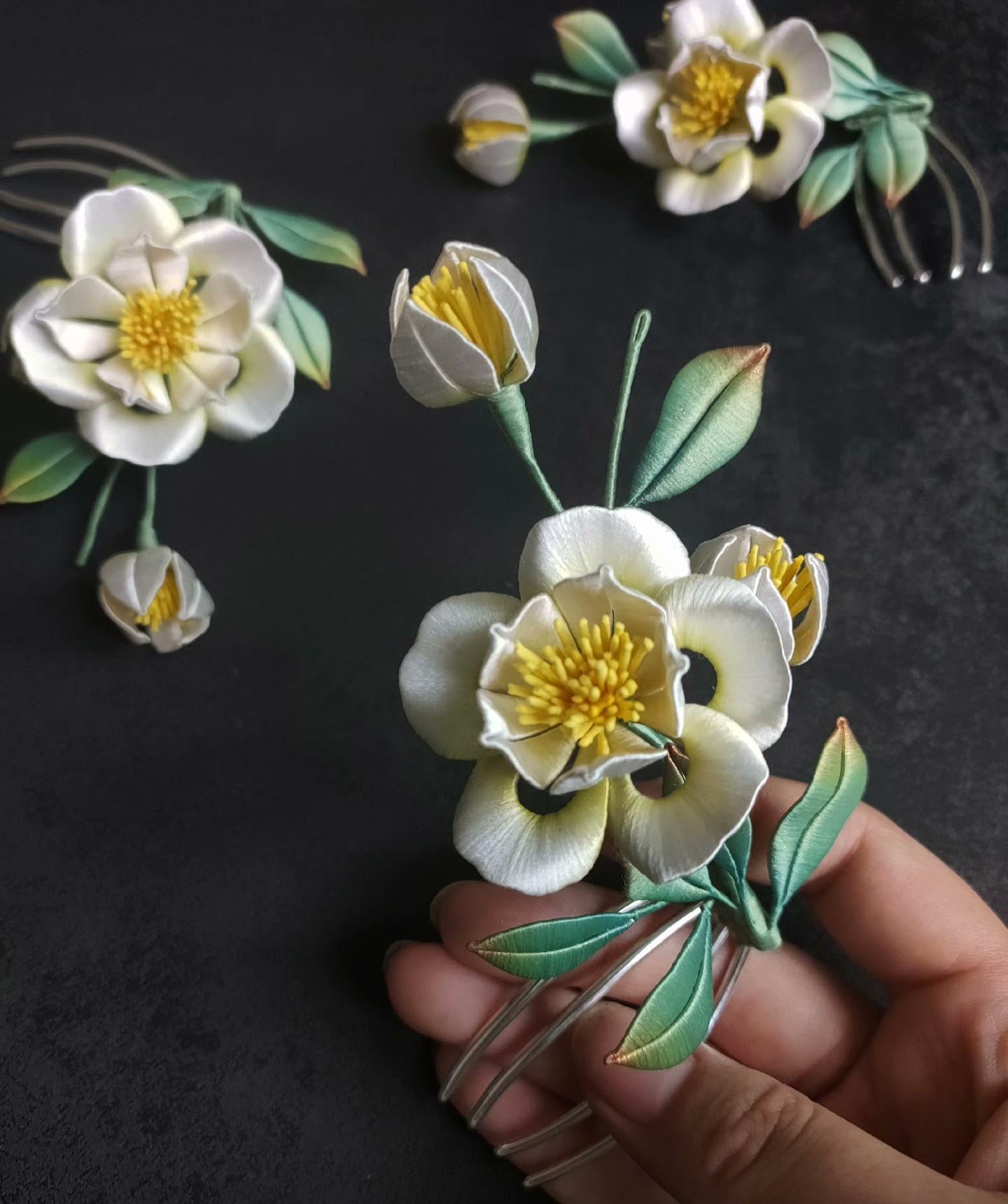 Camellia Bespoke Hairpin - Silk Hairpin(Chanhua)