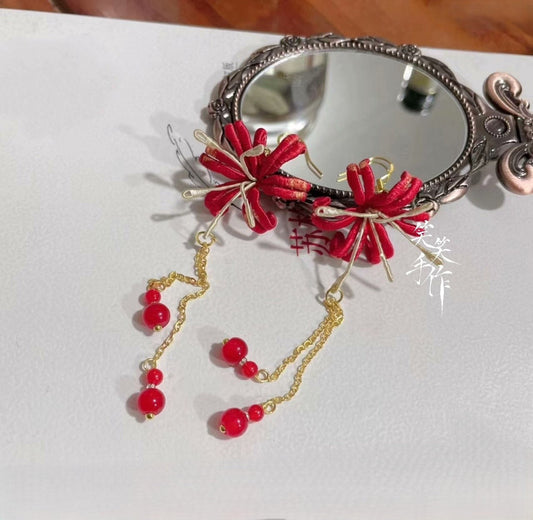 Handmade Chanhua Flower Earrings - 925 Silver Hooks, Freshwater Pearls - Everyday & Party Wear