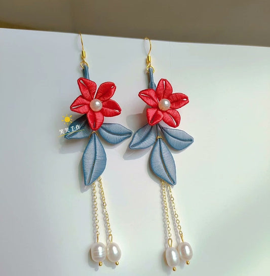 Handcrafted Chanhua Floral Earrings - 925 Silver Hooks & Freshwater Pearls | Versatile & Elegant