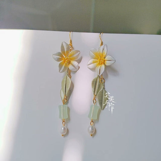 Handmade Chanhua Flower Earrings | 925 Silver Hooks & Freshwater Pearls