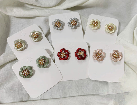 Handcrafted Chanhua Floral Earrings - S925 Silver Hooks